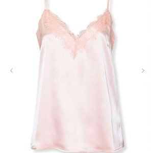Pale Pink Satin Cami with Eyelash Lace Trim, Size S